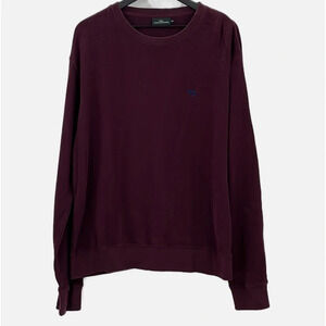 Rodd & Gunn Rib Knit Crew Neck Long Sleeve Pullover in Burgundy - Size XL